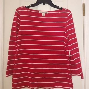 David Brooks Red and White Stripe Top